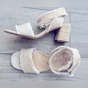 Light tan frayed heels